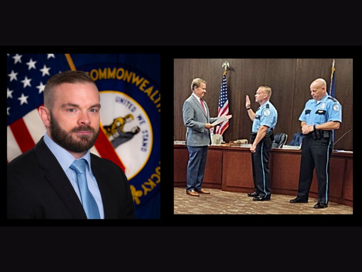 Chris Lauer head shot and being sworn in